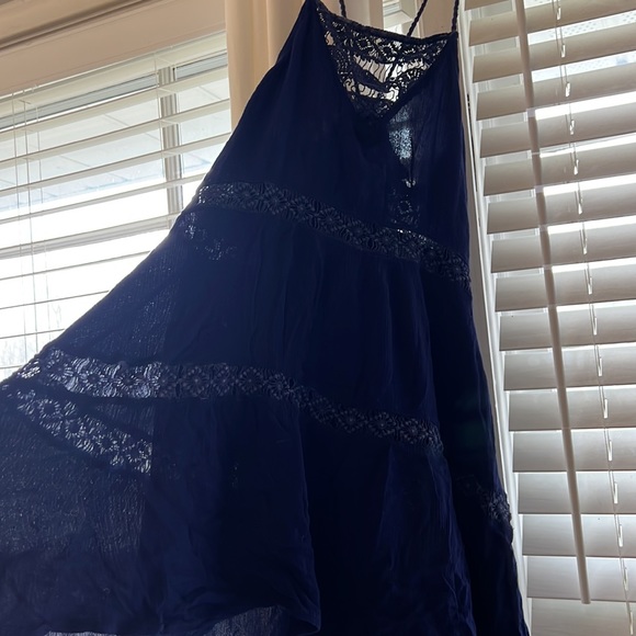 Blue rope and cotton mini dress with peekaboo details size L - Picture 3 of 4